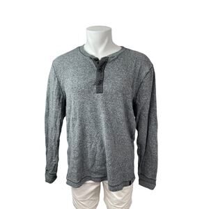 Roots Men's Gray Heather Long Sleeve Henley Basic Casual T Shirt Tee Top Size XL